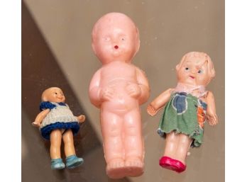 Miniature, Baby Dolls, Plastic And Bisque