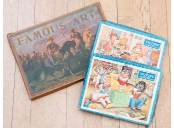 Vintage Puzzles And Antique Parker Bros Famous Art Picture Puzzles