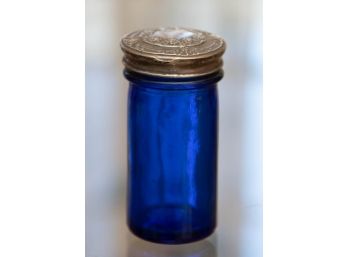 Cobalt Blue Glass Jar With Sterling Lid