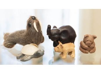 Lot Of Miniature Animals, Including Walrus, Pig Sea Turtle And Elephant