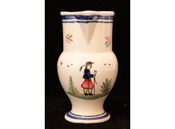 1930s HB Quimper French Pottery Hand Painted Dutch Pitcher
