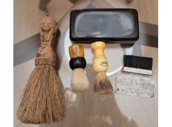 Barber Shop Brushes Including Badger Tails And Shoulder Brush