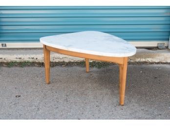 Mid Century W & Z Italian Marble Top Triangle Guitar Pick Table Believed To Be Lane Furniture