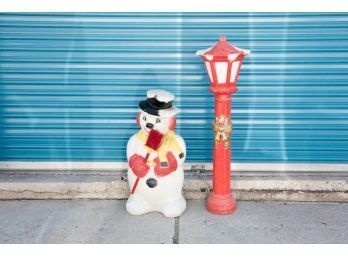 Vintage Snowman And Lantern Blow Molds