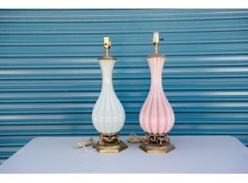 Vintage Newell Italian Glass Table Lamps