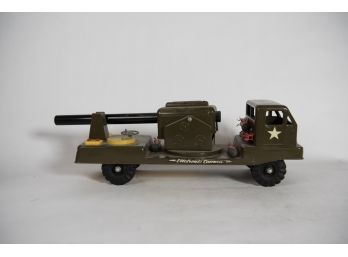 1956 Ny-Lint Electronic Cannon Military Pressed Steel Truck N-2400