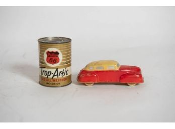 4.5'1930s Sun Rubber Co Car And 3' Phillips 66 Trop Artic Coin Bank