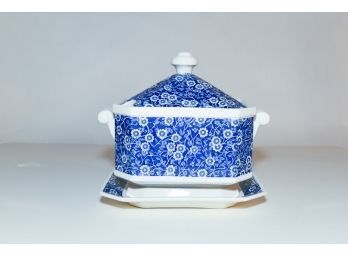 9' Blue And White Floral Soup Tureen (missing Ladle)