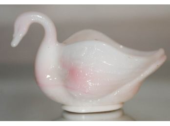 4' Fenton Pink Opalescent  Swan Trinket Dish