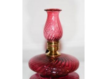 9' Fenton Country Cranberry Pancake Lamp