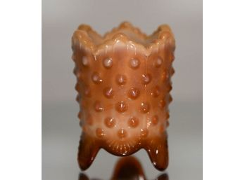 3' Fenton Chocolate Slag Hobnail Toothpick Holder