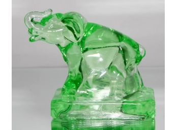 1980s Boyds Zac The Elephant Vaseline Glass