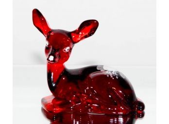 Fenton Ruby Red White Roses  Hand Painted Fawn