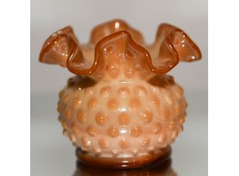 3' Fenton Chocolate Slag Hobnail Ruffled Vase