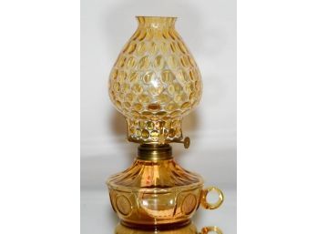 10' Fostoria Coin Amber Oil Courting Lamp