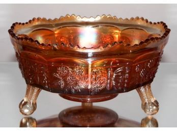 1930s Fenton Marigold Carnival Glass 8.5'bowl Butterfly And Berries