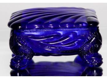 Depression Glass Cobalt Blue Powder Container