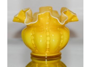 3.5' Fenton Bright Yellow Ruffled Vase