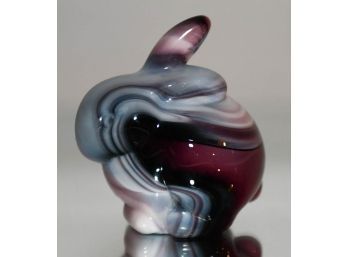 Fenton Purple Milk Glass Swirl Bunny