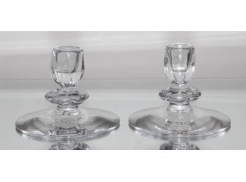 3.5' Duncan & Miller Canterbury Clear Candlesticks