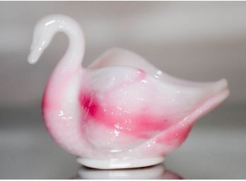 4' Fenton Pink Slag Swan Trinket Dish