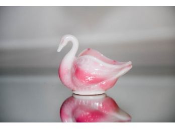 4' Fenton Pink Slag Swan Trinket Dish