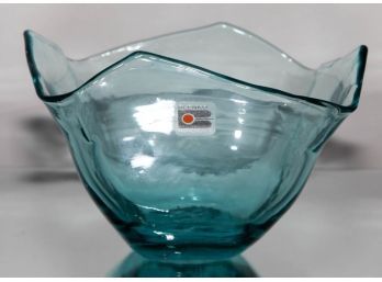 6.75' Blenko Blue Handkerchief Bowl