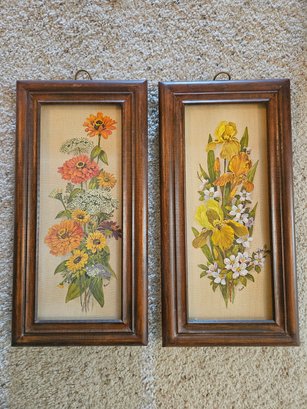 Vintage Painted And Framed Flower Art