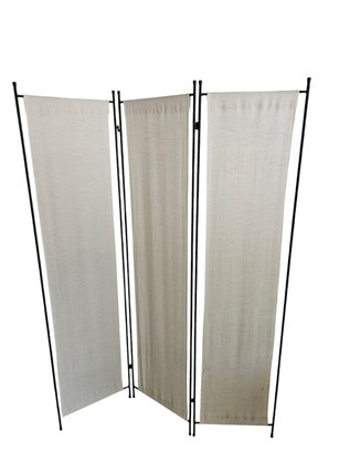 Black Metal Room Divider With Clothes Panels