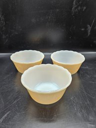 Set Of Three Fire King Peach Lusterware Bowls