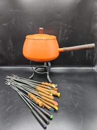 Vintage Fondue Pot With Sticks