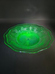 Uranium Grape Themed Depression Glass Bowl