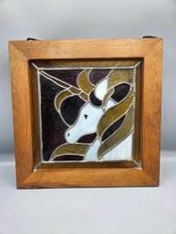 Vintage Unicorn Stained Glass Wall Hanging