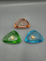 Vintage MCM Bohemian Glass Ashtrays