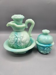 Vintage 1970s Avon Jadeite Pitcher With Matching Jar