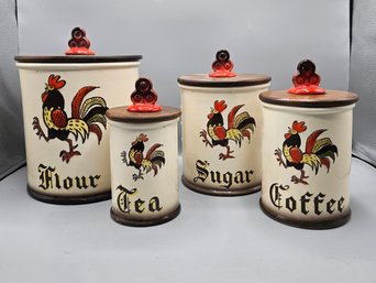 Set Of Four Vintage Metlox Poppytrail Canisters