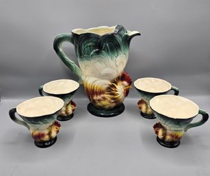 Vintage Will George Pitcher With Matching Cups