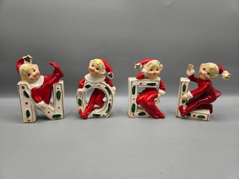 Complete Set Of Vintage Pixie Elves NOEL Christmas Decor