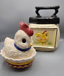 American Bisque Iron Cookie Jar With Chicken Cookie Jar