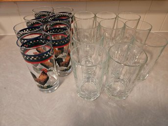 Two Sets Of Kitchen Glasses Including Ella's Rooster Glassware