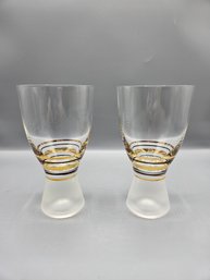 Pair Of Gold Ringed Wine Glasses