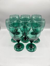 Vintage Mid Century Teal Tear Drop Wine Glasses