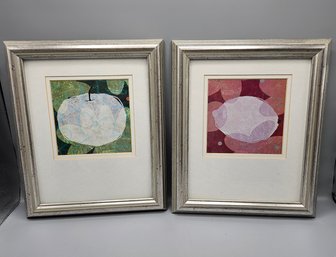 Decorative Silver Frames With Abstract Fruit Pictures