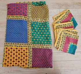 Colorful French Tablecloth With Matching Napkins