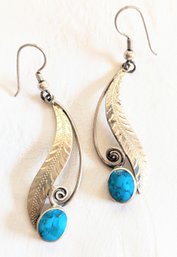 Southwestern Style Sterling Silver Turquoise Earrings GORGEOUS!