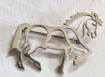 Sweet Sterling Silver Classy Prancing Horse Brooch Signed