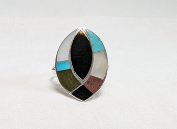 Multi-stone Sterling Silver Navajo Ring Size 9.5