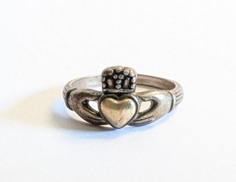 Claddagh Irish Hands & Heart Ring Stamped Sterling/14kt