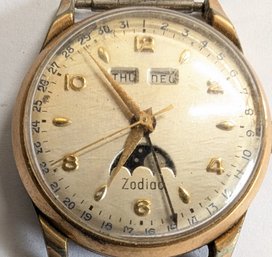 Vintage Zodiac Moonphase Automatic Triple Calendar Wristwatch 1940s-1950s Watch Works!