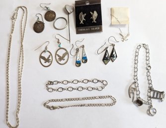 Group Of Jewelry With Sterling Silver Jewelry.